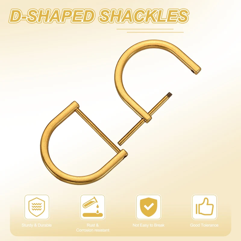 4Pcs 1-1/2 Inch D-Rings Screw in Shackle Horseshoe U Shape D Rings, Dark Gold