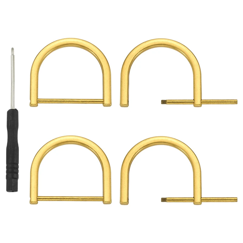 4Pcs 1-1/2 Inch D-Rings Screw in Shackle Horseshoe U Shape D Rings, Gold