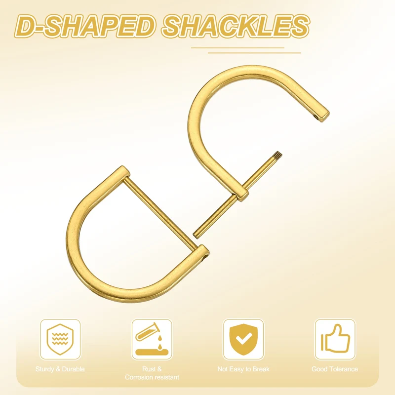 4Pcs 1-1/2 Inch D-Rings Screw in Shackle Horseshoe U Shape D Rings, Gold