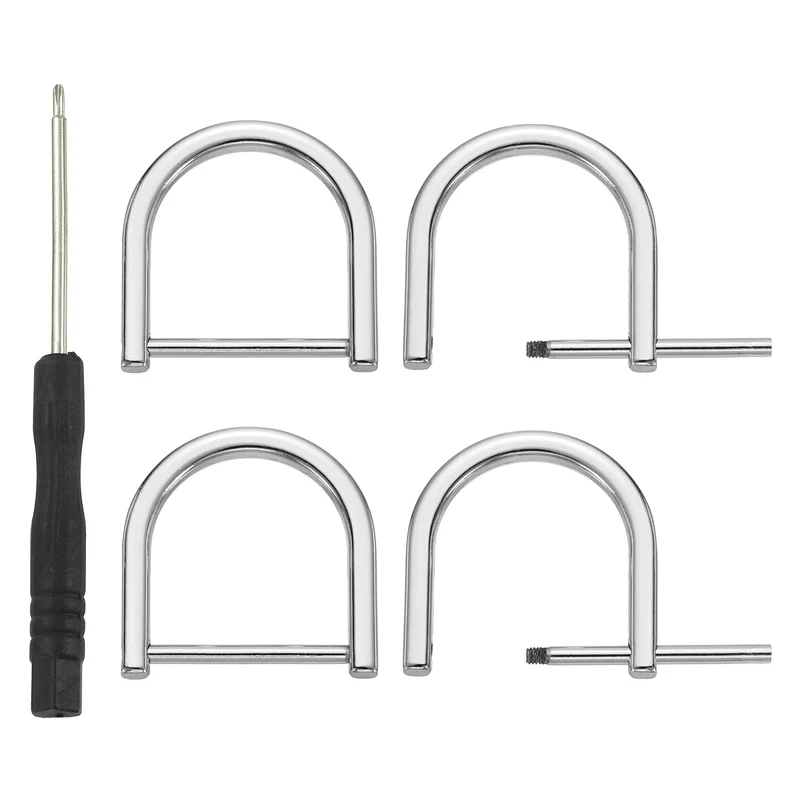4Pcs 1 Inch D-Rings Screw in Shackle Horseshoe U Shape D Rings, Silver