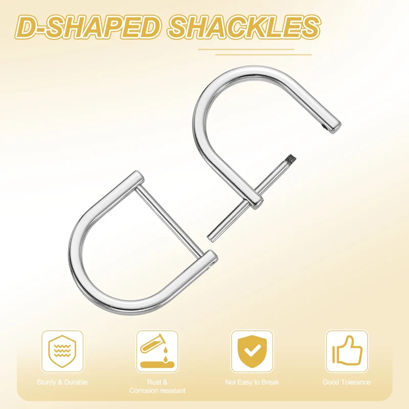 4Pcs 1 Inch D-Rings Screw in Shackle Horseshoe U Shape D Rings, Silver