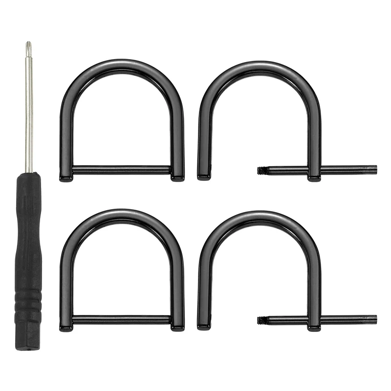 4Pcs 1 Inch D-Rings Screw in Shackle Horseshoe U Shape D Rings, Black