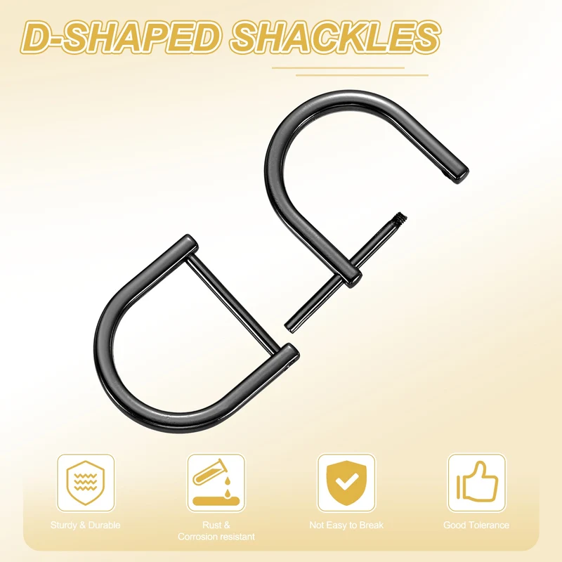 4Pcs 1 Inch D-Rings Screw in Shackle Horseshoe U Shape D Rings, Black