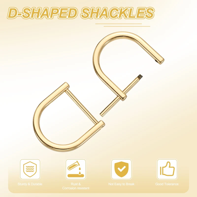4Pcs 1 Inch D-Rings Screw in Shackle Horseshoe U Shape D Rings, Light Gold