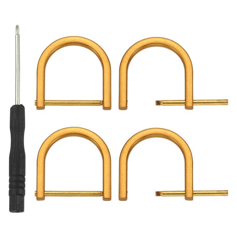 4Pcs 1 Inch D-Rings Screw in Shackle Horseshoe U Shape D Rings, Dark Gold