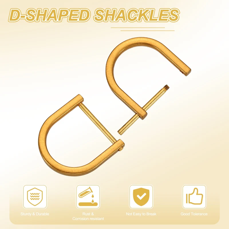 4Pcs 1 Inch D-Rings Screw in Shackle Horseshoe U Shape D Rings, Dark Gold