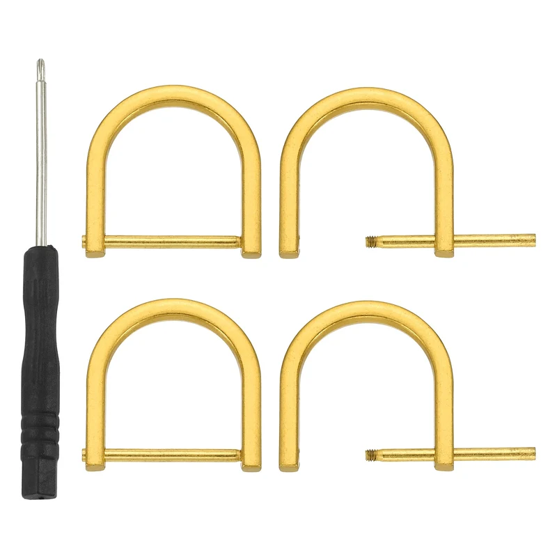 4Pcs 1 Inch D-Rings Screw in Shackle Horseshoe U Shape D Rings, Gold