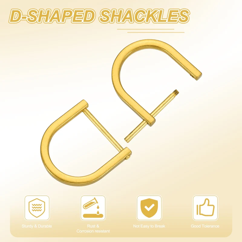 4Pcs 1 Inch D-Rings Screw in Shackle Horseshoe U Shape D Rings, Gold