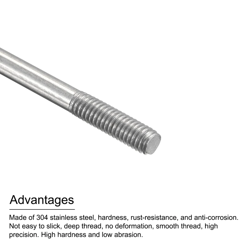 304 Stainless Steel Push Rod Double End Threaded Rod M3x30mm, Pack of 2