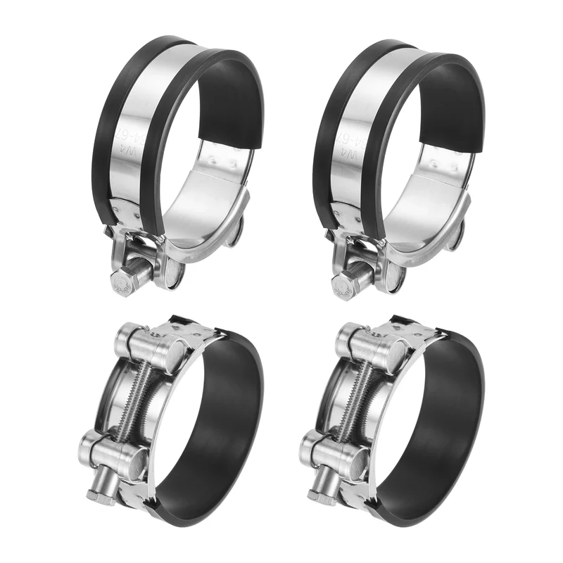 T-Bolt Hose Clamp, 64-67mm Adjustable Stainless Steel Pipe Clamps, 4Pcs
