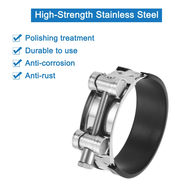 T-Bolt Hose Clamp, 64-67mm Adjustable Stainless Steel Pipe Clamps, 4Pcs