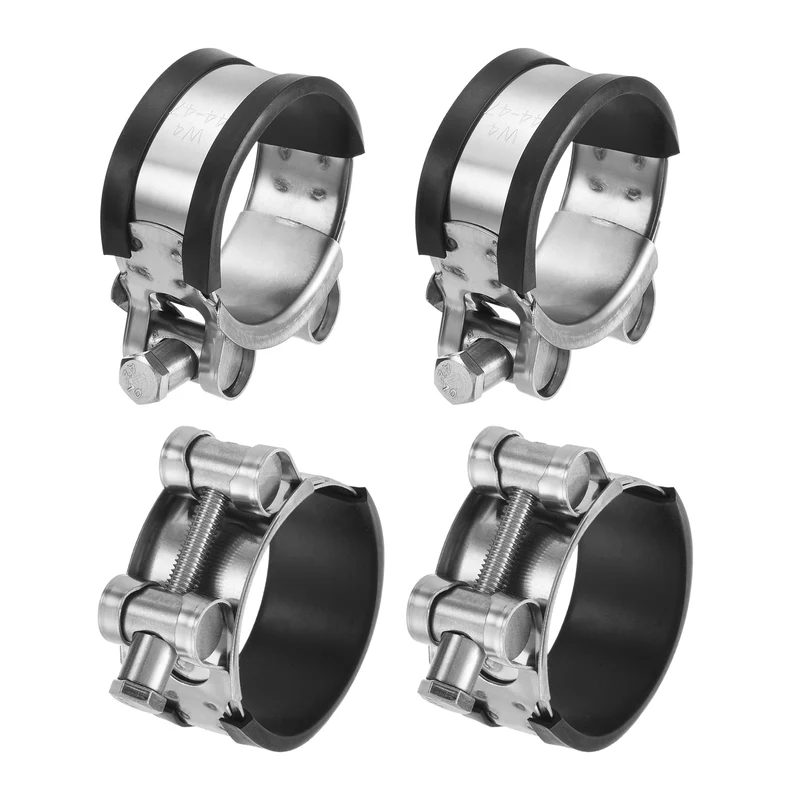T-Bolt Hose Clamp, 44-47mm Adjustable Stainless Steel Pipe Clamps, 4Pcs