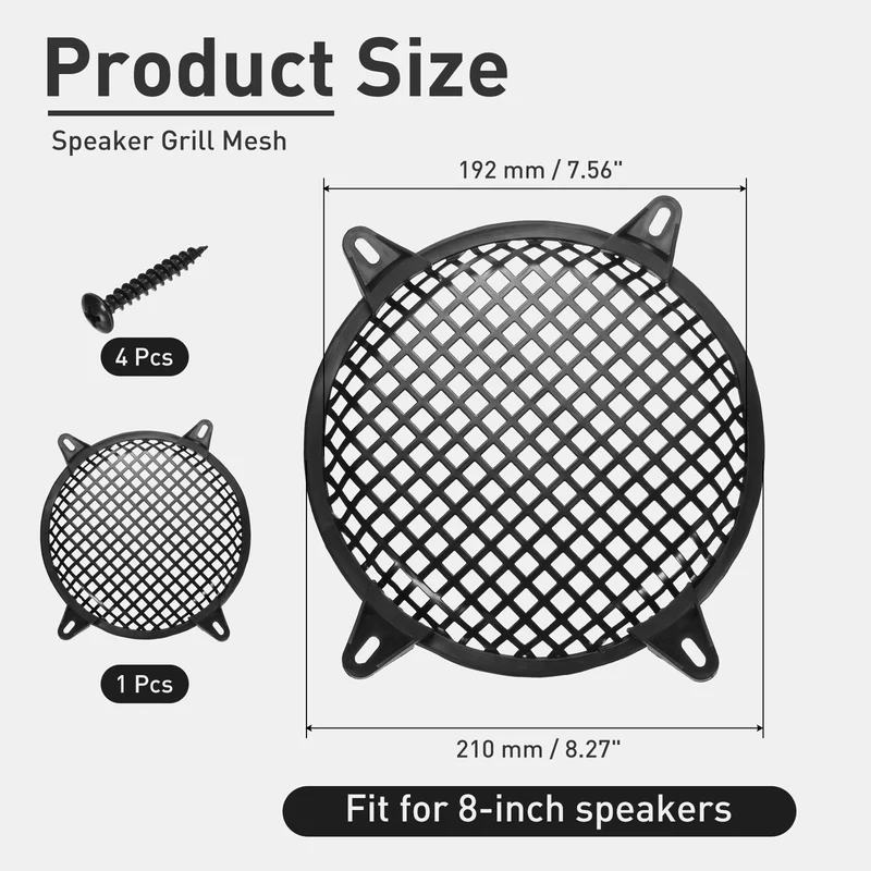8Inch Speaker Grill Cover Iron Subwoofer Protector Square Grille Black