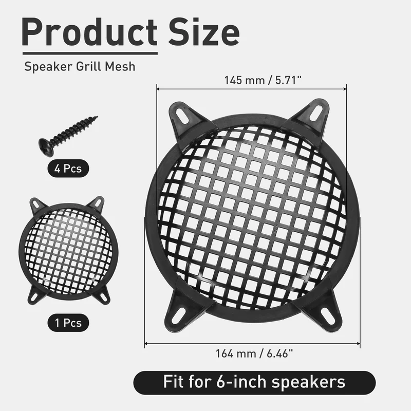 6Inch Speaker Grill Cover Iron Subwoofer Protector Square Grille Black