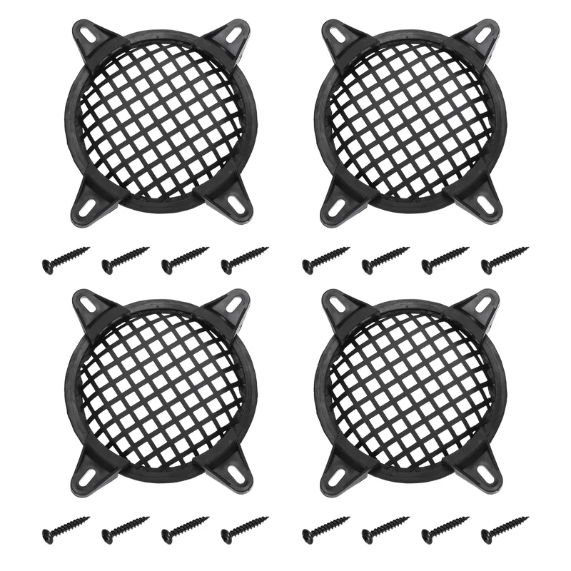 4 Pcs 6Inch Speaker Grill Cover Iron Subwoofer Protector Hexagonal Grille Black