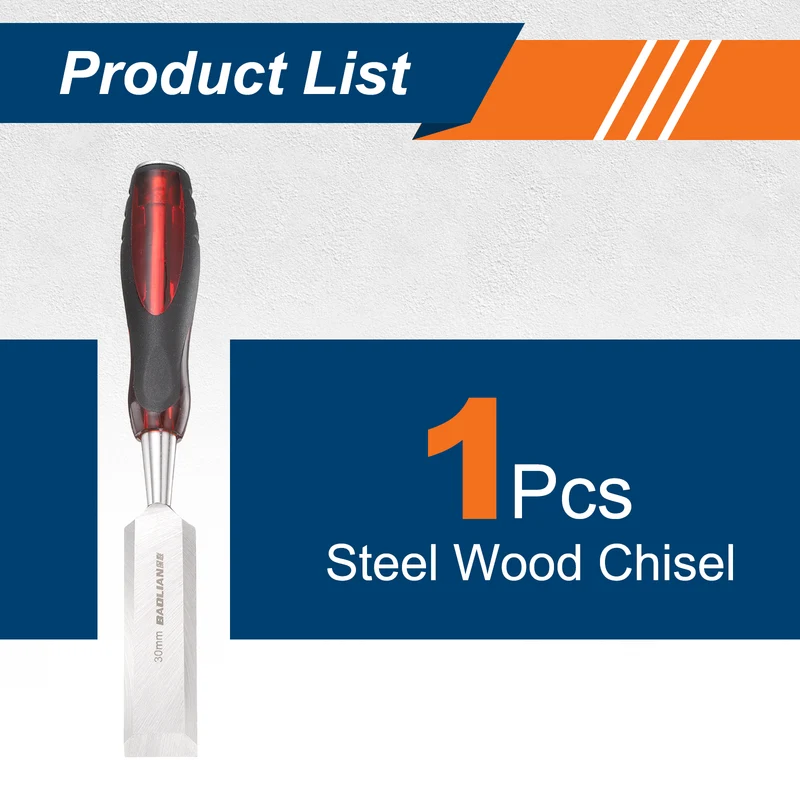 Wood Chisel 1-3/16" CR-V Steel Beveled Edge Blade with TPR Handle