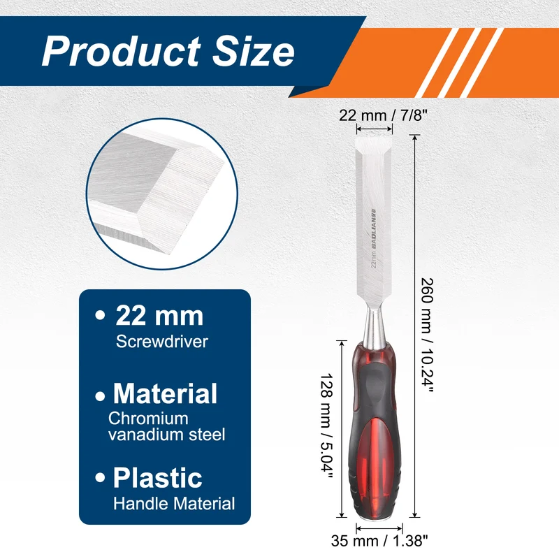 Wood Chisel 7/8" CR-V Steel Beveled Edge Blade with TPR Handle