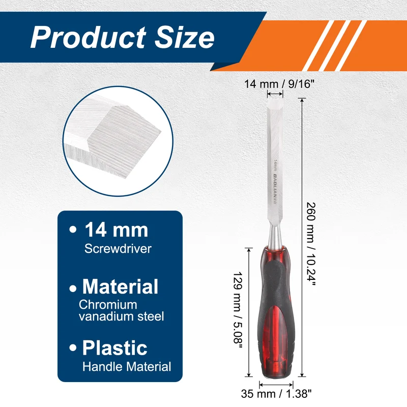 Wood Chisel 9/16" CR-V Steel Beveled Edge Blade with TPR Handle