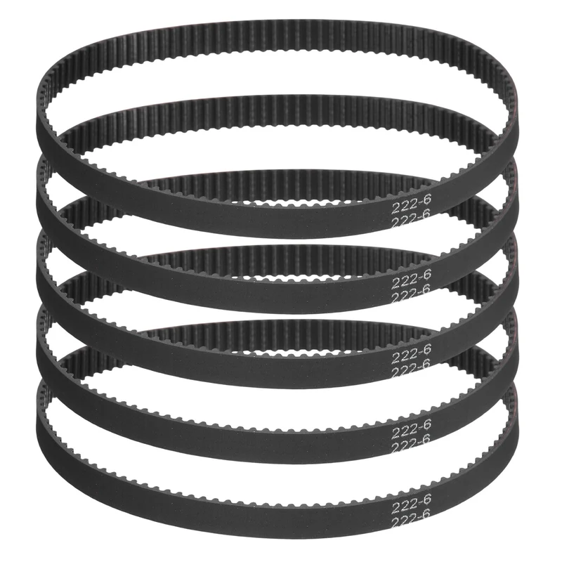 222mm GT-2 Timing Belt, 5pcs 6mm Width 2mm Pitch 3D Printing Closed Loop, Black