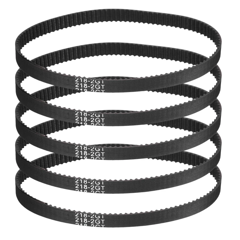 218mm GT-2 Timing Belt, 5pcs 6mm Width 2mm Pitch 3D Printing Closed Loop, Black