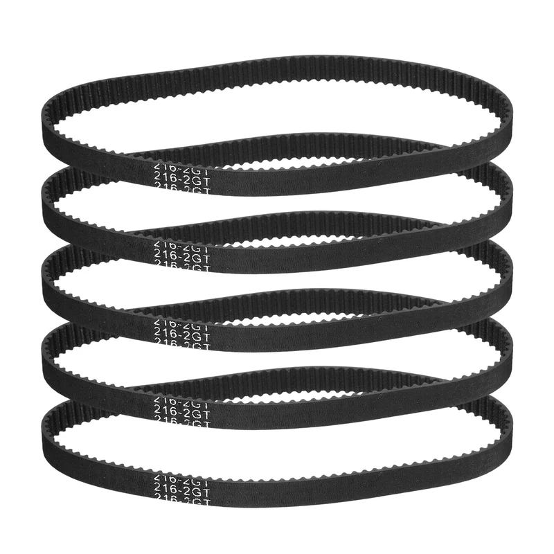 216mm GT-2 Timing Belt, 5pcs 6mm Width 2mm Pitch 3D Printing Closed Loop, Black