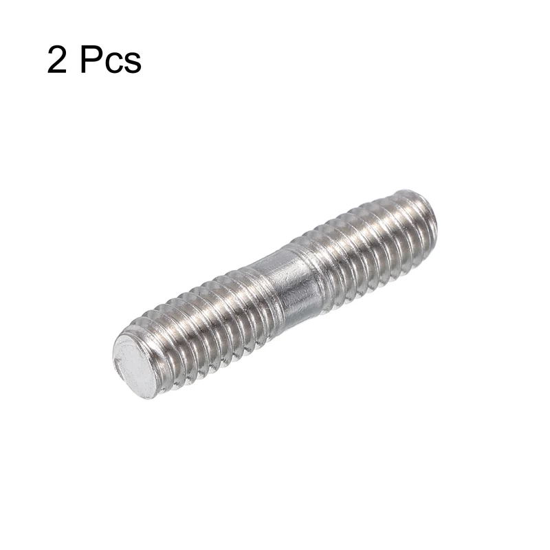 304 Stainless Steel Push Rod Double End Threaded Rod M6x25mm, Pack of 2