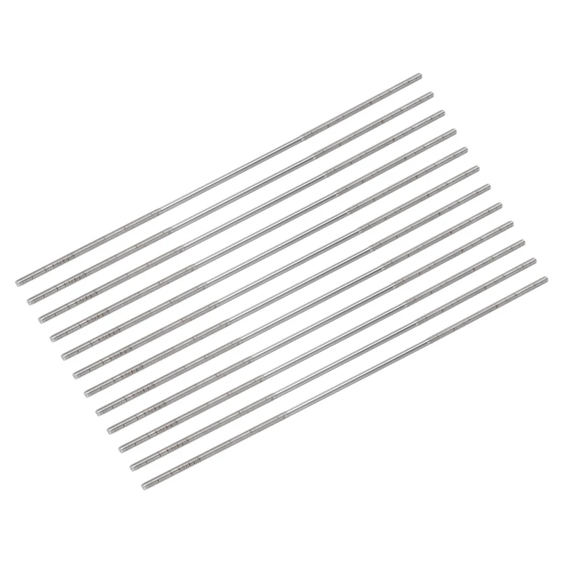 304 Stainless Steel Push Rod Double End Threaded Rod M3x200mm, Pack of 12