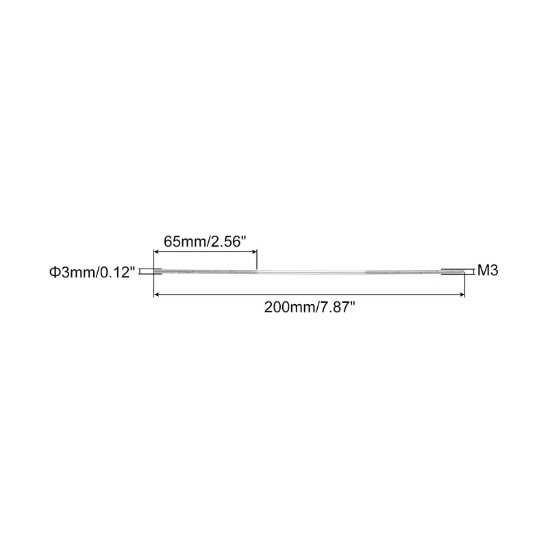 304 Stainless Steel Push Rod Double End Threaded Rod M3x200mm, Pack of 12