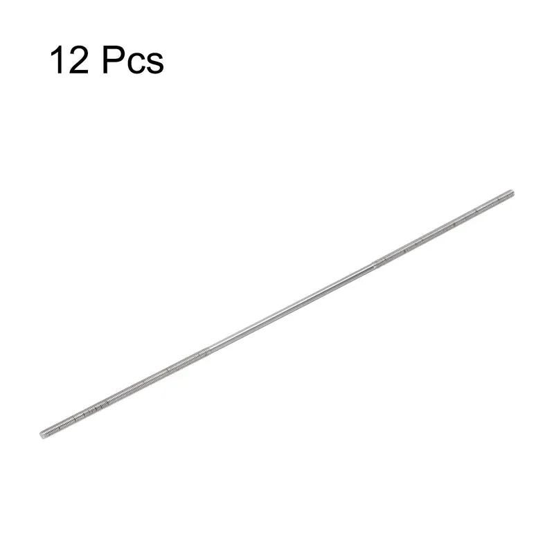 304 Stainless Steel Push Rod Double End Threaded Rod M3x200mm, Pack of 12