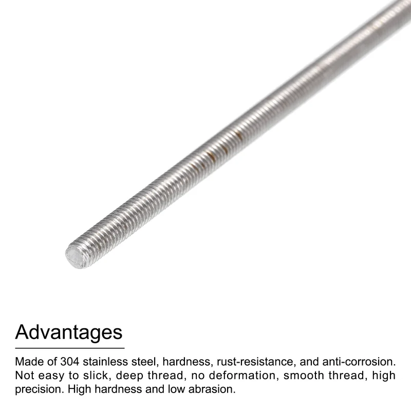 304 Stainless Steel Push Rod Double End Threaded Rod M3x200mm, Pack of 12