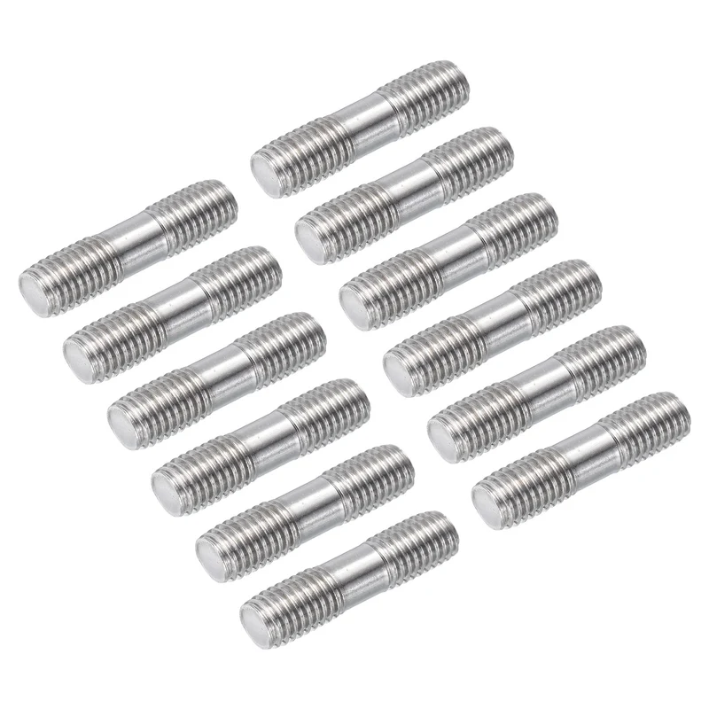 304 Stainless Steel Push Rod Double End Threaded Rod M10x40mm, Pack of 12