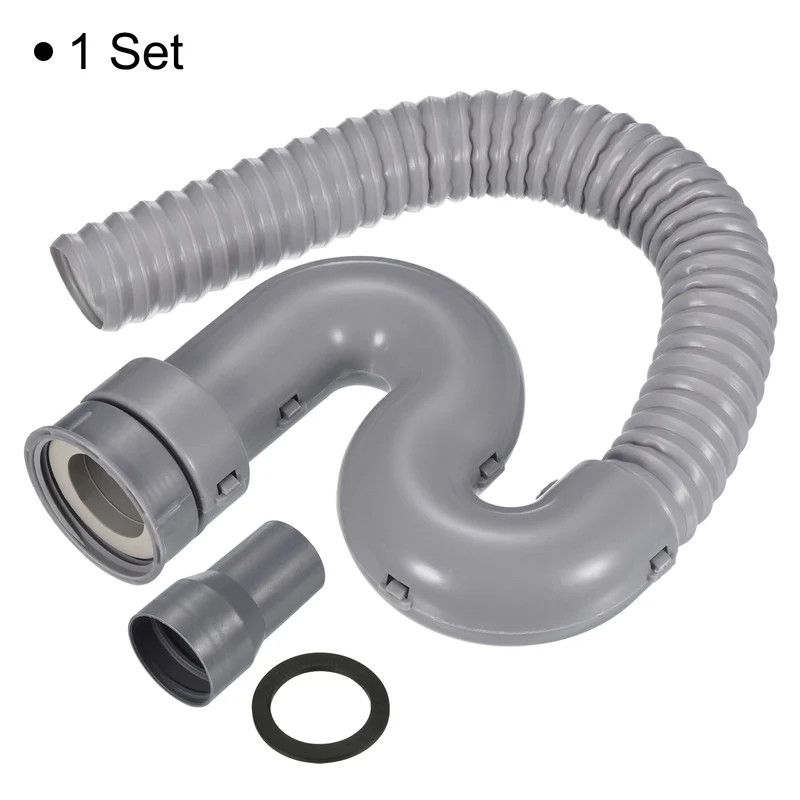 Female G1-1/2 Expandable Flexible Strainer Tubing Drain Pipe Gray Green