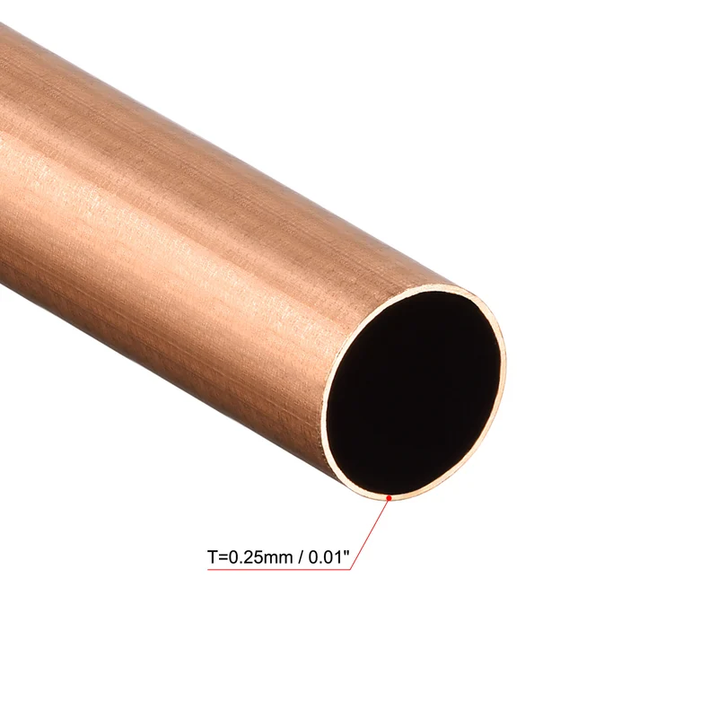 Copper Round Tube 8mm OD 0.25mm Wall Thickness 300mm Length Pipe Tubing