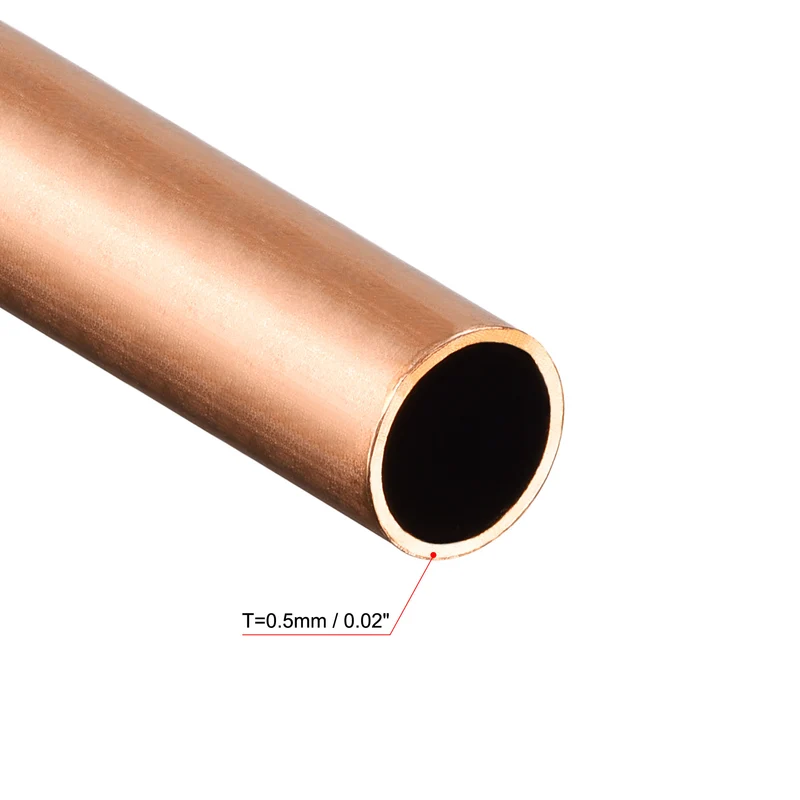 Copper Round Tube 7.5mm OD 0.5mm Wall Thickness 300mm Length Pipe Tubing