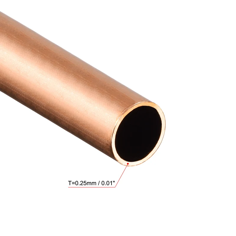 Copper Round Tube 7mm OD 0.25mm Wall Thickness 300mm Length Pipe Tubing