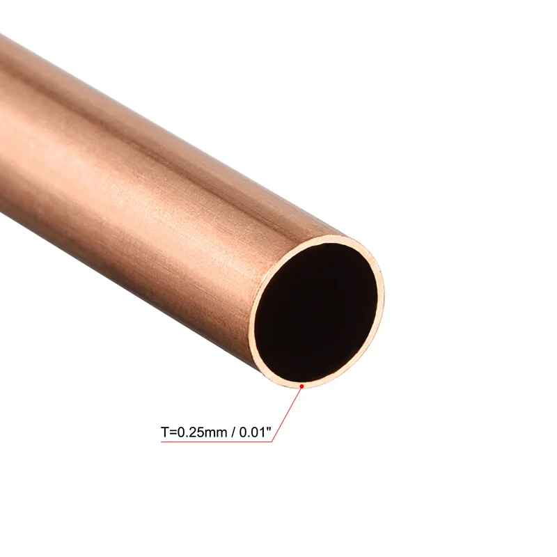Copper Round Tube 6mm OD 0.25mm Wall Thickness 300mm Length Pipe Tubing
