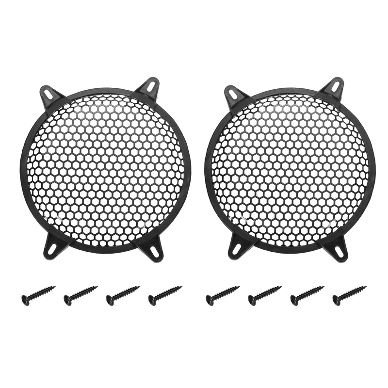 2 Pcs 8Inch Speaker Grill Cover Iron Subwoofer Protector Hexagonal Grille Black