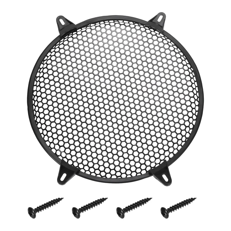 12Inch Speaker Grill Cover Iron Subwoofer Protector Hexagonal Grille Black