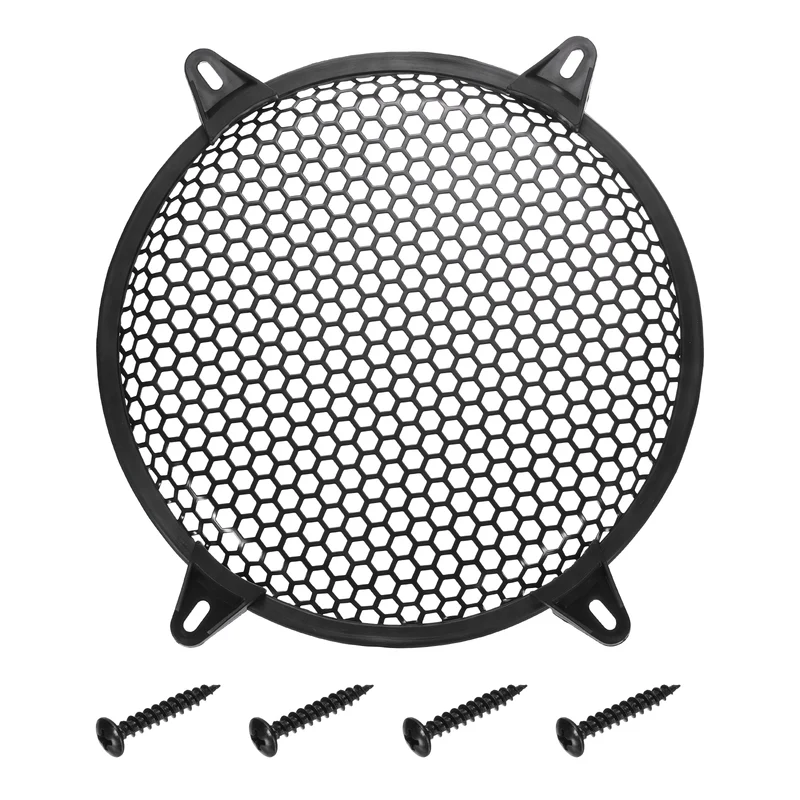 10Inch Speaker Grill Cover Iron Subwoofer Protector Hexagonal Grille Black