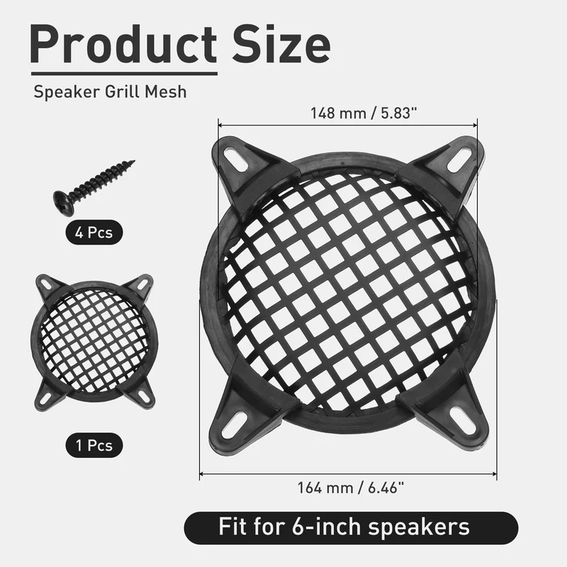 6Inch Speaker Grill Cover Iron Subwoofer Protector Hexagonal Grille Black