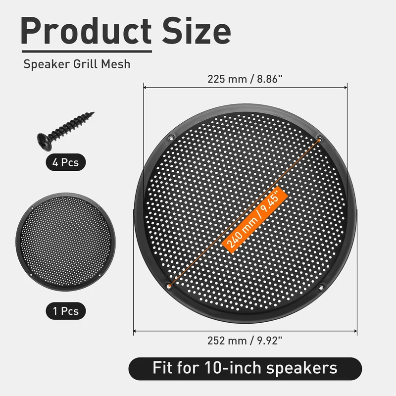 10 Inch Speaker Grill Cover Subwoofer Protector Dust Cover Black
