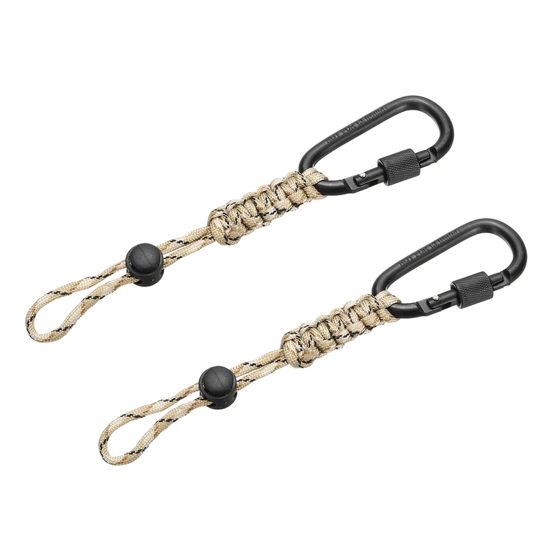 2 Pcs Paracord Keychain Carabiner Clip D Ring Hook, Desert Camouflage