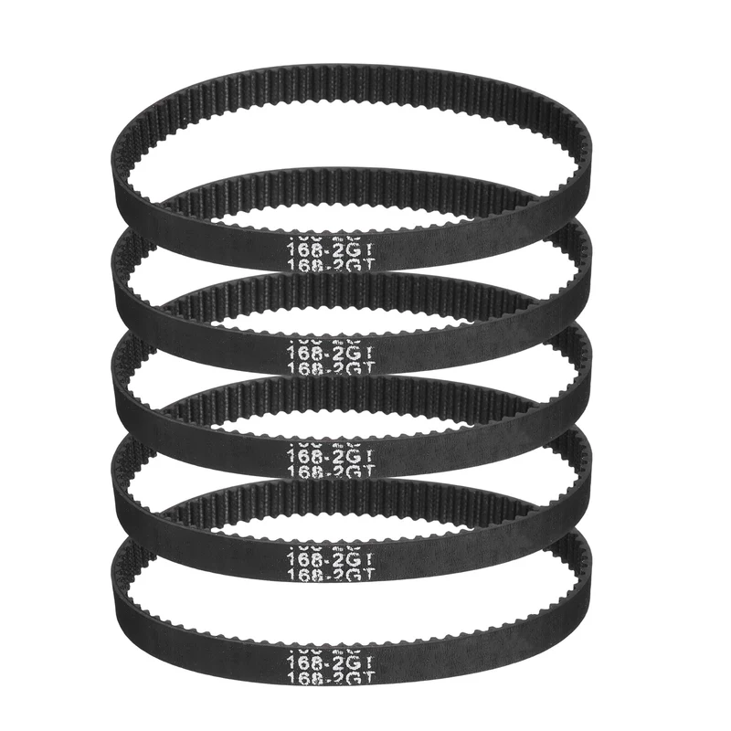 168mm GT-2 Timing Belt, 5pcs 6mm Width 2mm Pitch 3D Printing Closed Loop, Black