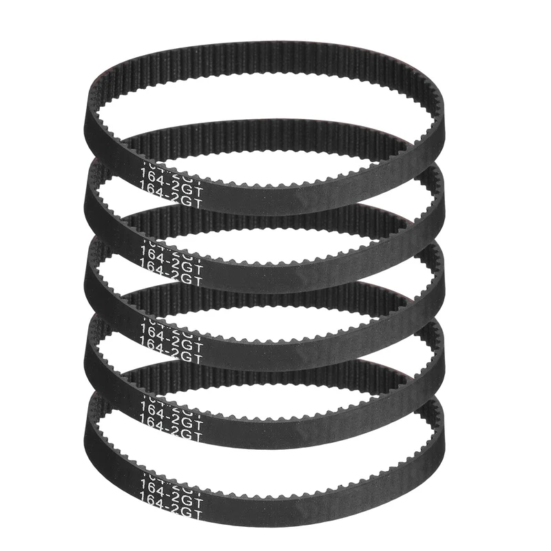 164mm GT-2 Timing Belt, 5pcs 6mm Width 2mm Pitch 3D Printing Closed Loop, Black