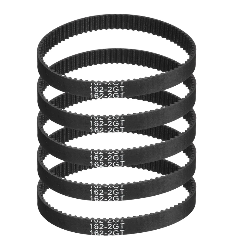 162mm GT-2 Timing Belt, 5pcs 6mm Width 2mm Pitch 3D Printing Closed Loop, Black