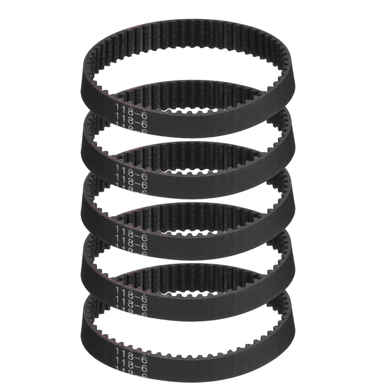 118mm GT-2 Timing Belt, 5pcs 6mm Width 2mm Pitch 3D Printing Closed Loop, Black