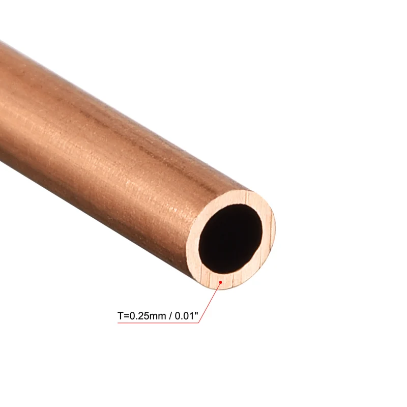 Copper Round Tube 5mm OD 0.25mm Wall Thickness 300mm Length Pipe Tubing