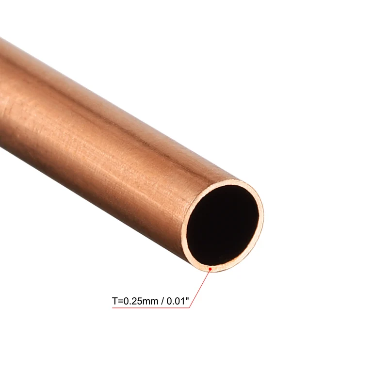 Copper Round Tube 4mm OD 0.25mm Wall Thickness 300mm Length Pipe Tubing