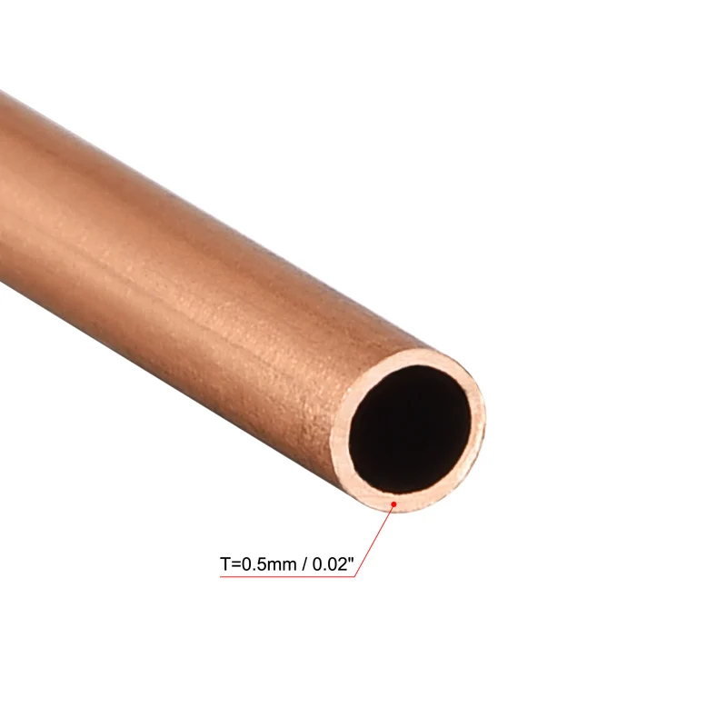 Copper Round Tube 3.5mm OD 0.5mm Wall Thickness 300mm Length Pipe Tubing