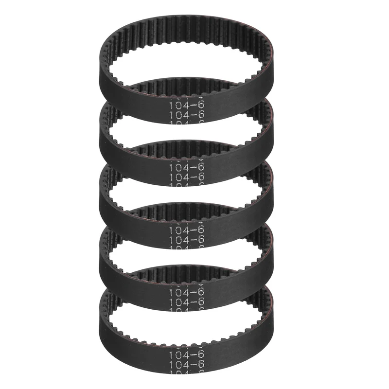 104mm GT-2 Timing Belt, 5pcs 6mm Width 2mm Pitch 3D Printing Closed Loop, Black